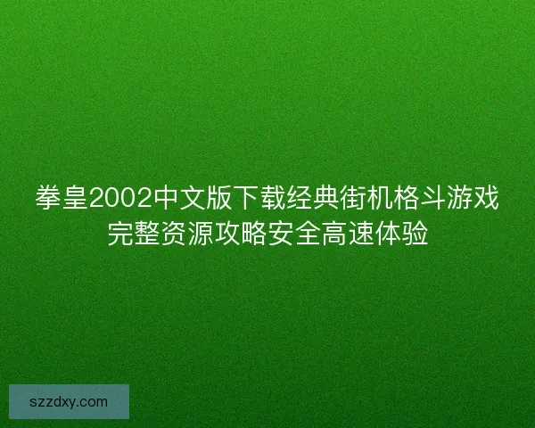 拳皇2002中文版下载经典街机格斗游戏完整资源攻略安全高速体验